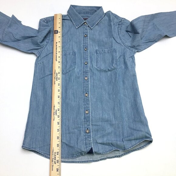 New UNTUCKit Women's Cotton Chambray Shirt Button Up Denim Alleanza size 0 - Picture 5 of 8